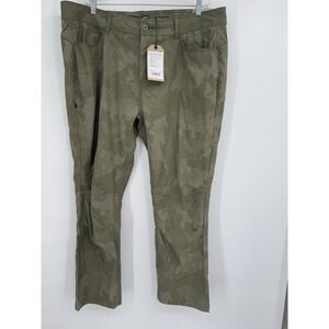 New prAna Pants Women 20W Halle Straight Pant Plus II Sage Camo Hiking Adventure